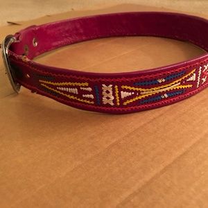 Pink Woven Belt with Silver Color Buckle